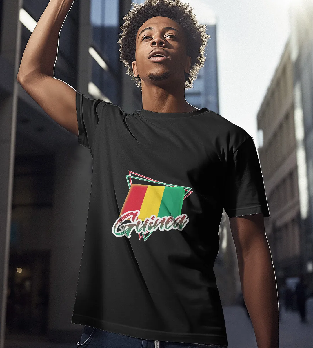 1sttheworld T-Shirt - Guinea Flag T-Shirt Black A35