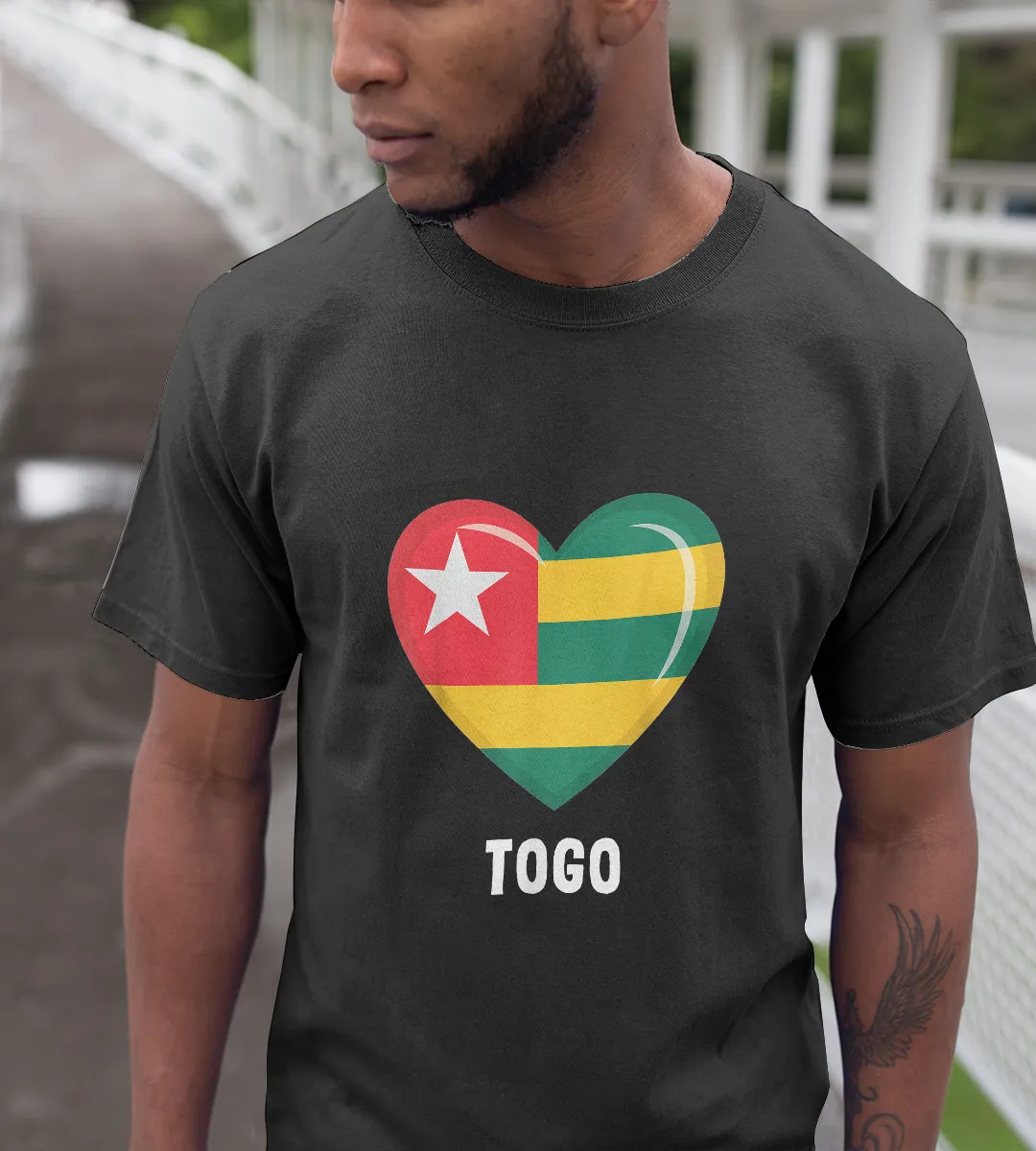 1sttheworld T-Shirt - Heart Togo Flag T-Shirt Black A35