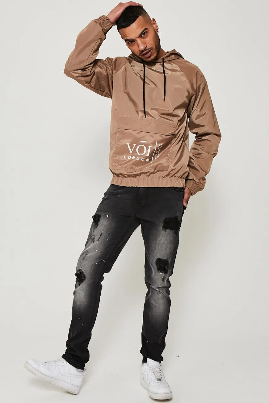 Allenbury Pullover Windbreaker Jacket - Stone