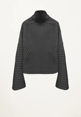 Amelia Ribbed Pullover in Charcoal