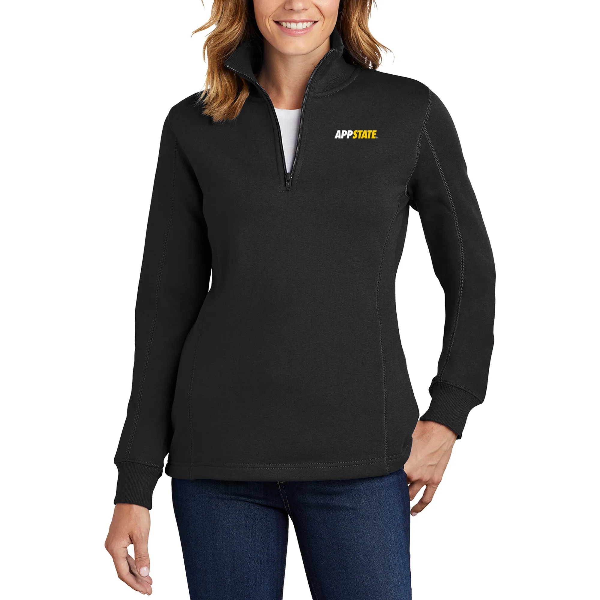 App State Primary Logo LC Women's 1/4 Zip - Black