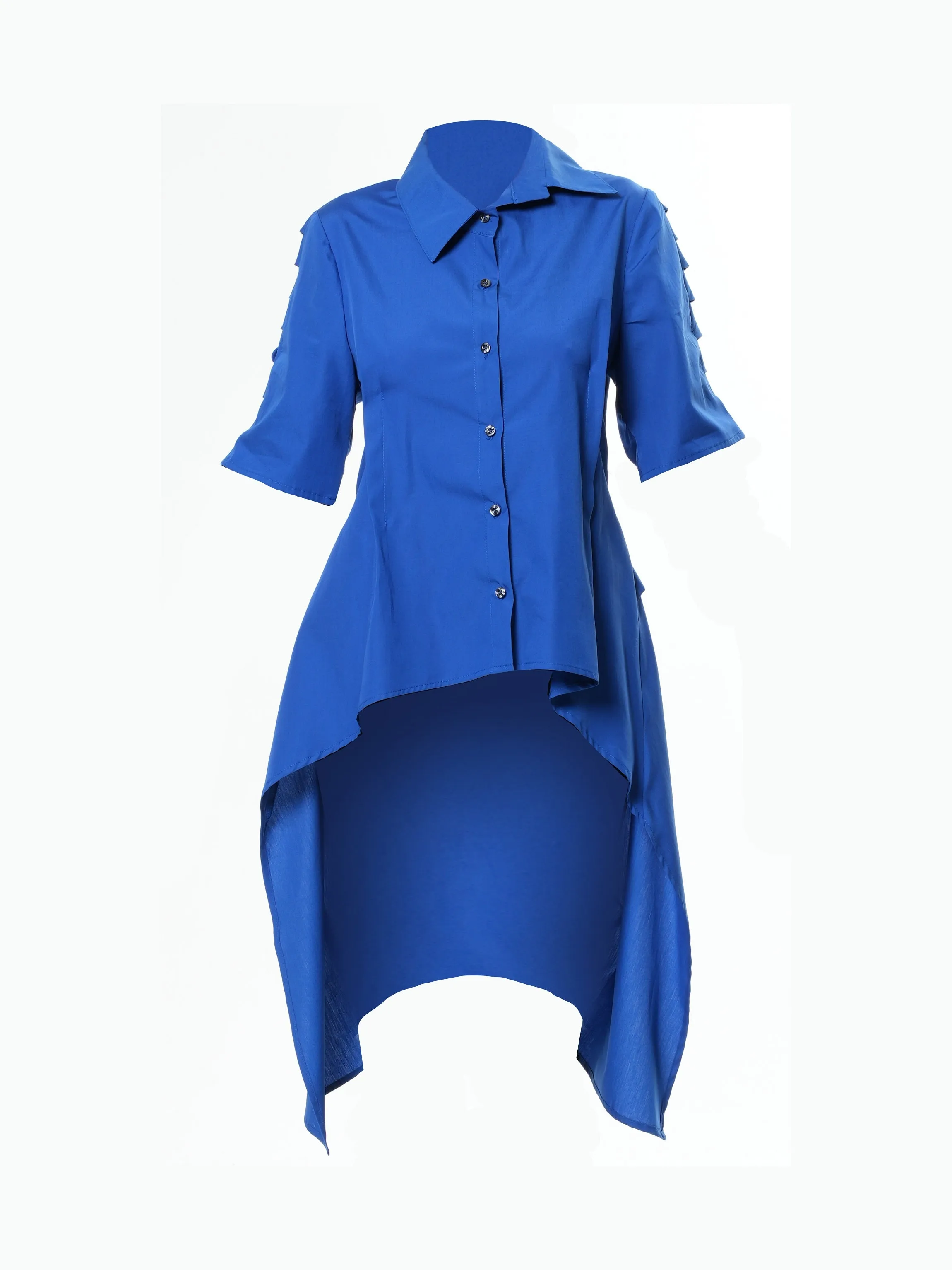 Asymmetric Shirt With Open Back In Royal Blue