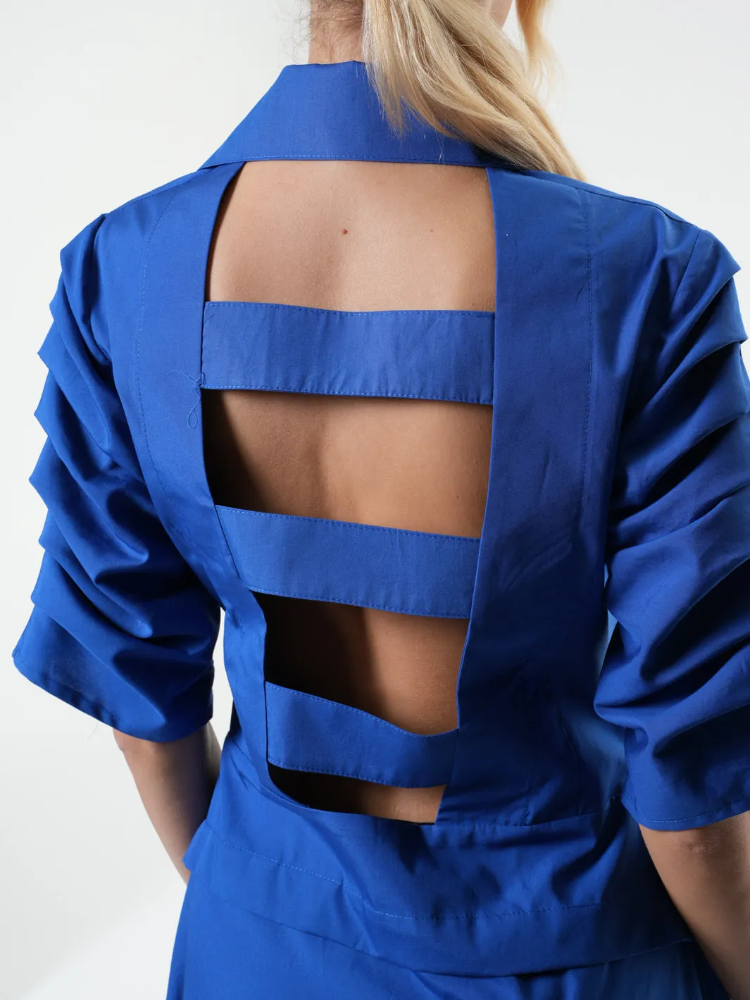 Asymmetric Shirt With Open Back In Royal Blue