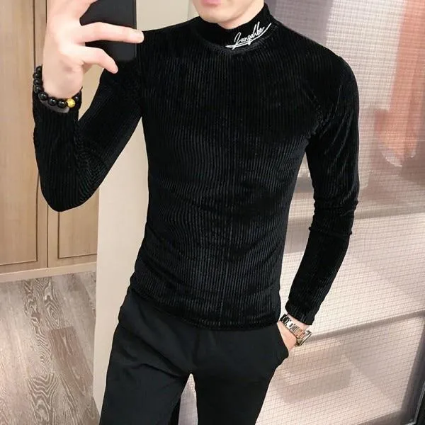 Autumn Casual Men's Knitted Long Sleeves Slim Fit Streetwear T Shirt