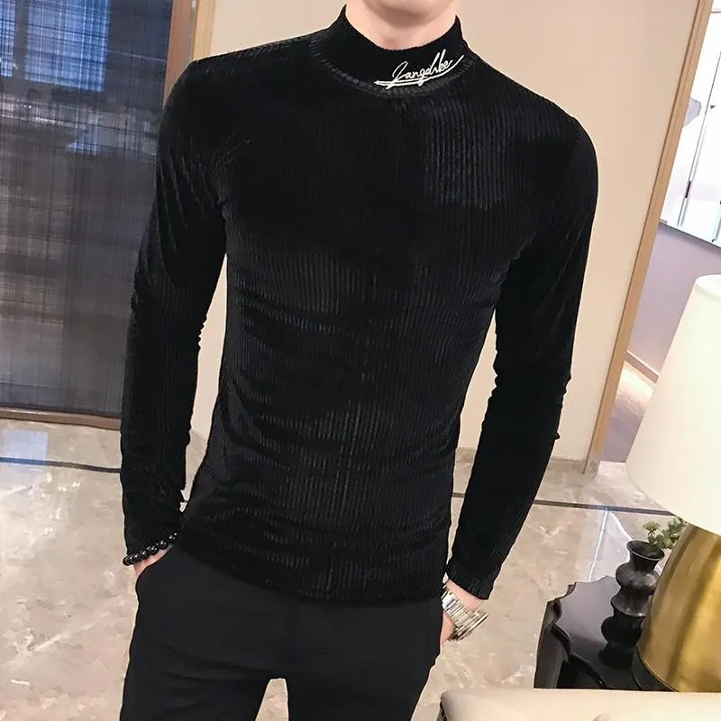 Autumn Casual Men's Knitted Long Sleeves Slim Fit Streetwear T Shirt