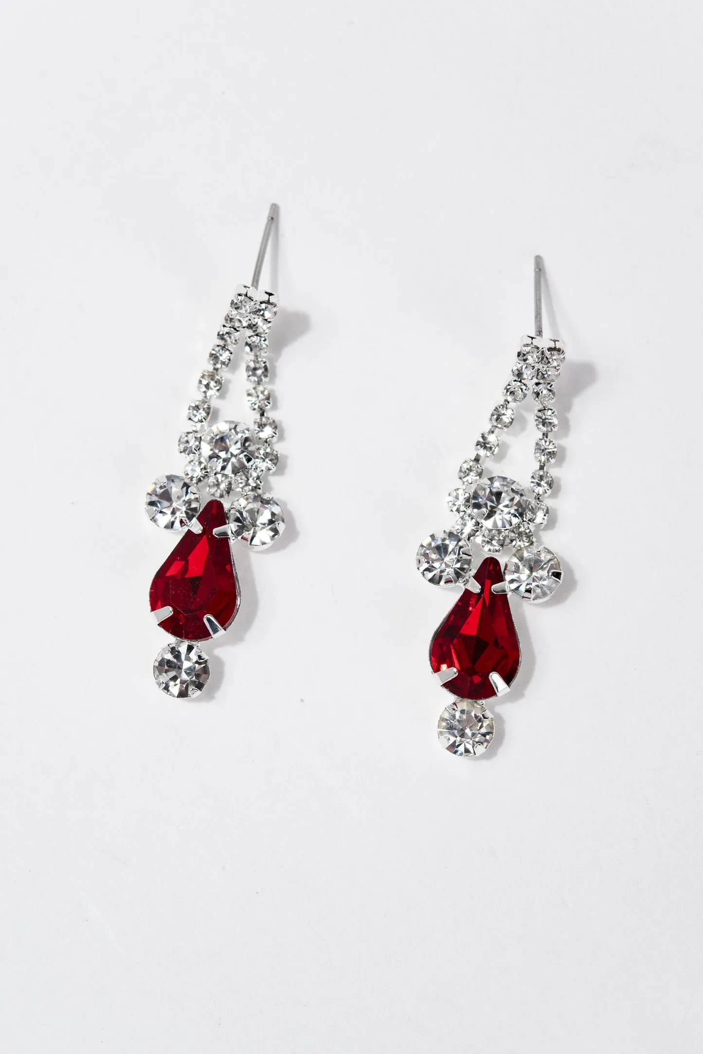 Autumn Elegant Rhinestone Statement Necklace Set - Red