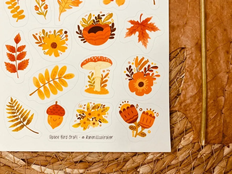 Autumn Flowers Sticker Sheet