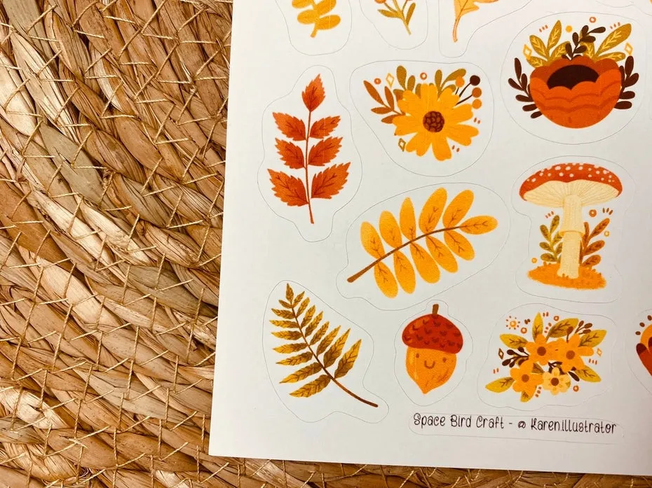 Autumn Flowers Sticker Sheet