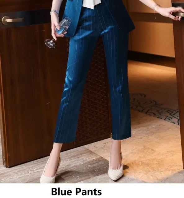 Autumn Notched Collar Office Work Professional Pant Suit for Women