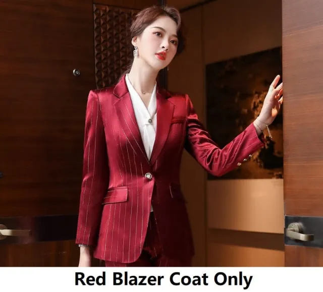 Autumn Notched Collar Office Work Professional Pant Suit for Women