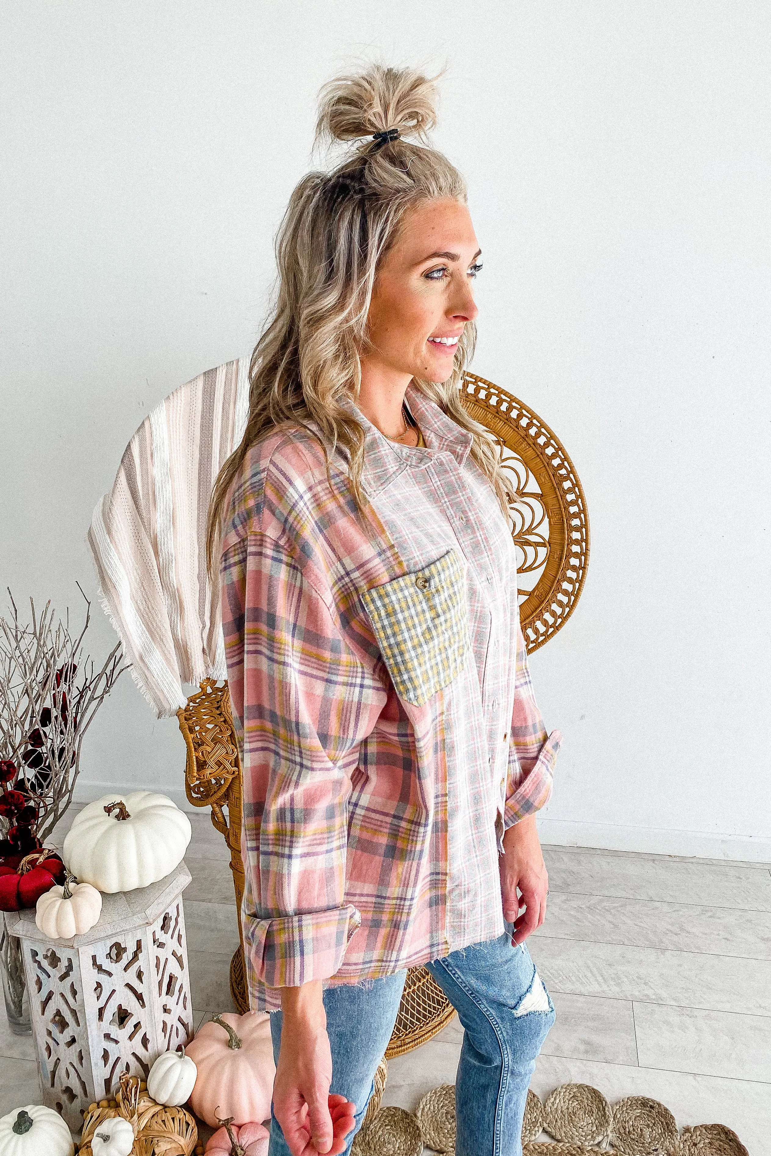 Autumn Pink Plaid Flannel | FINAL SALE