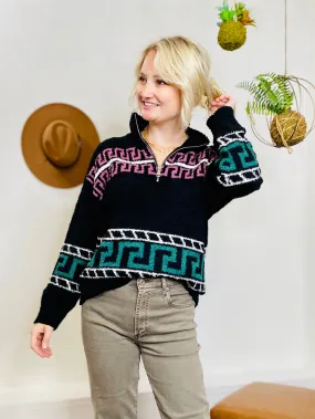 Aztec Soft Zip Pullover Sweater ELAN