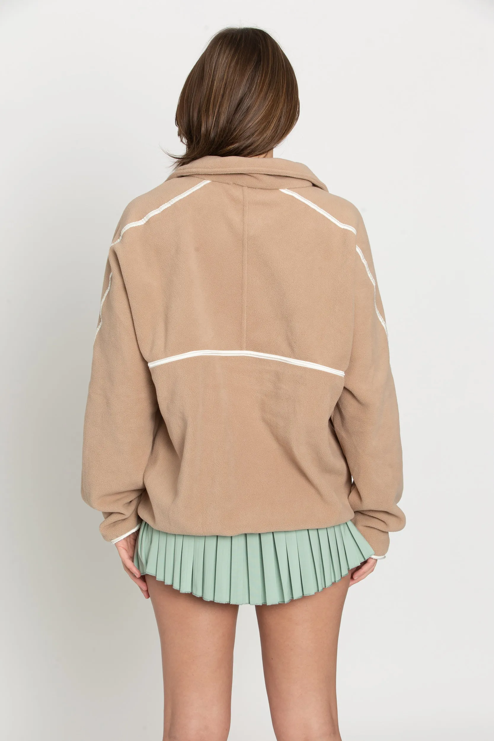 Beige Minimalistic Half-Zip Pullover