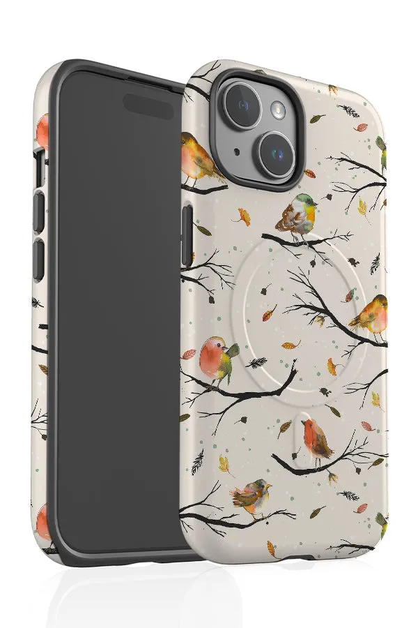 Bird Branches Autumn By Ninola Design MagSafe Phone Case (Beige)