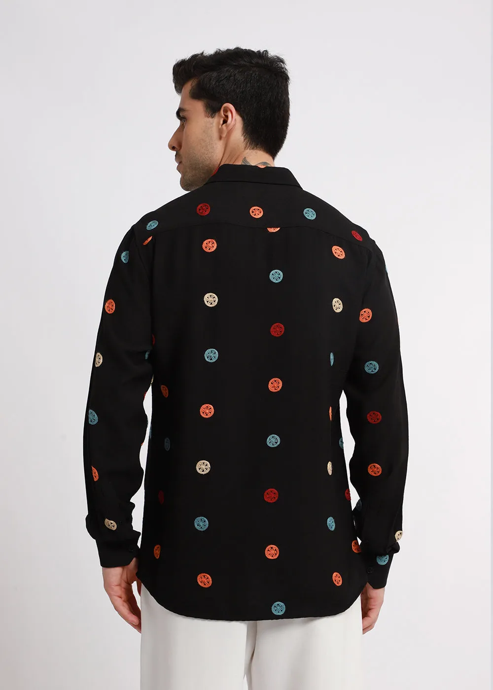 Black Embroidered Fluorescent Shirt