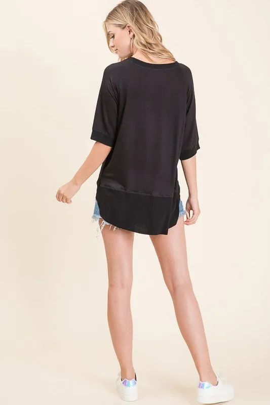 Black Short Sleeve Pullover Top