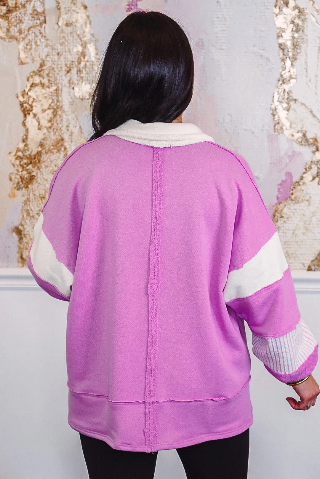 Colorblock Fave Cream Lavender Pullover