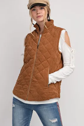 Corduroy Fall Vest in Caramel