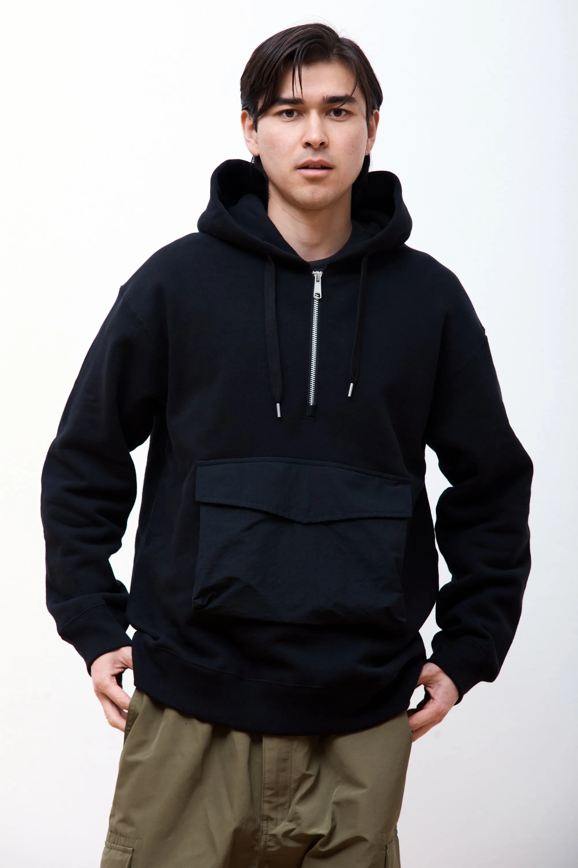 Cotton Zip Pullover Black