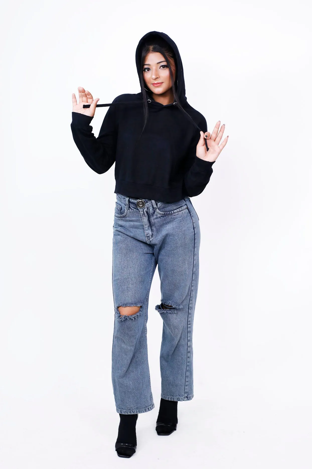 Crop Hoodie Black