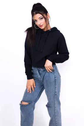 Crop Hoodie Black