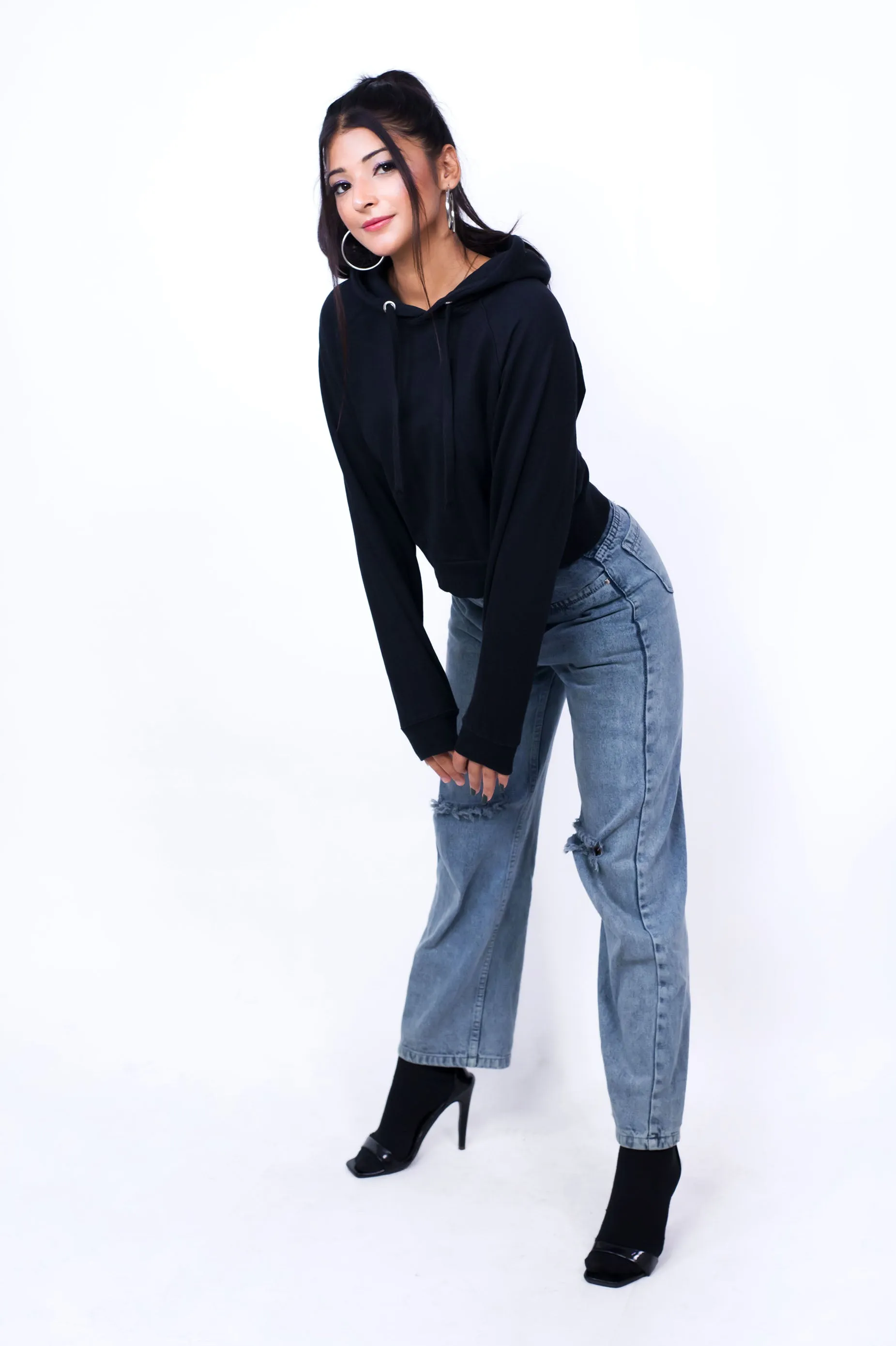 Crop Hoodie Black