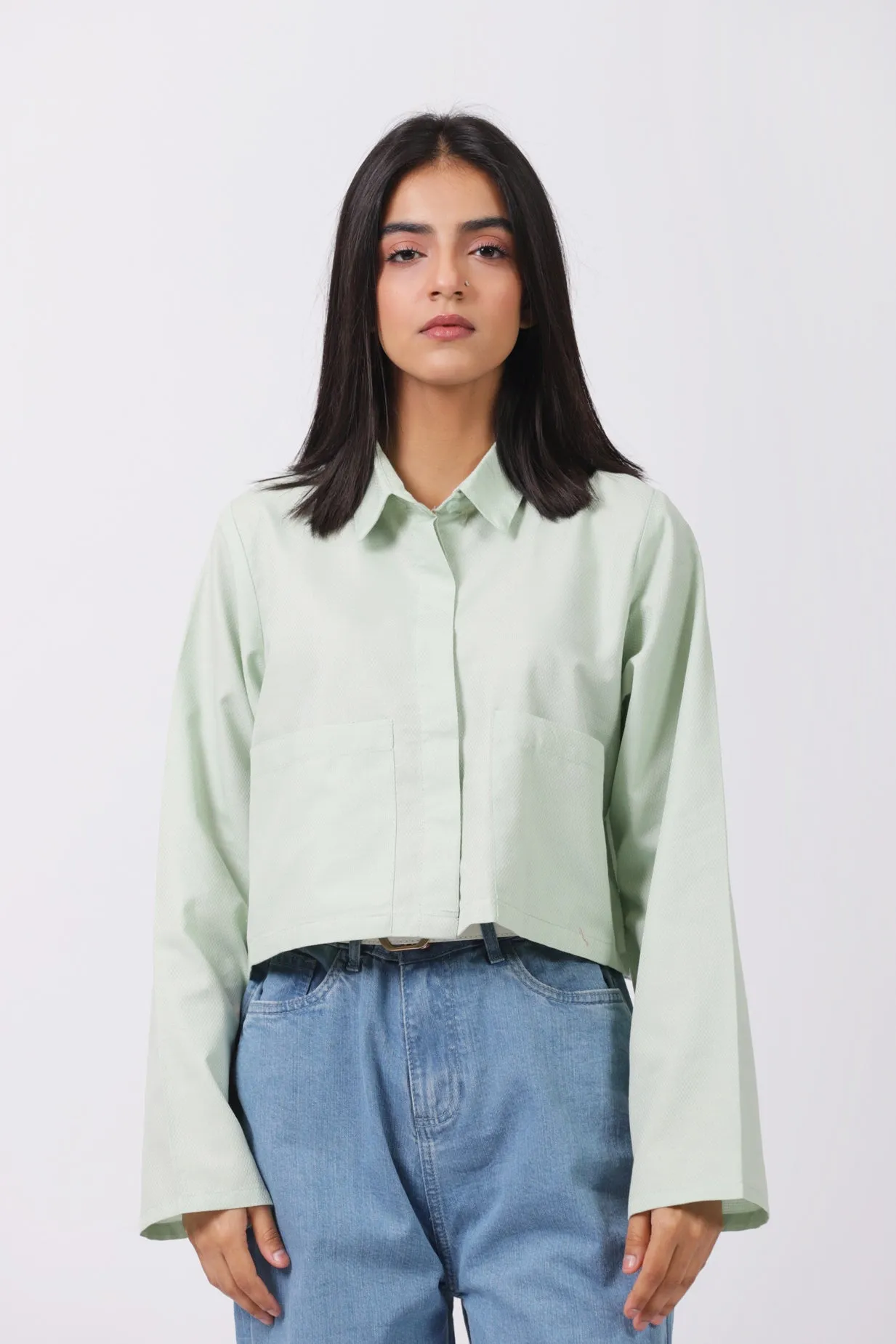 CROPPED COLLARED SHIRT