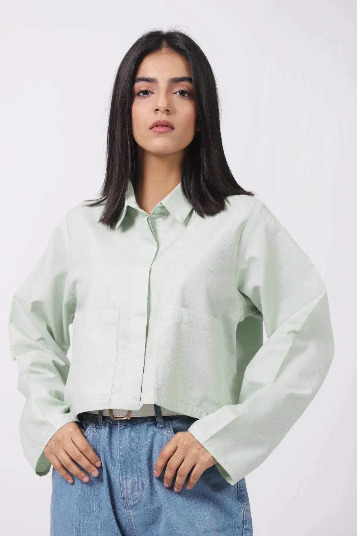 CROPPED COLLARED SHIRT