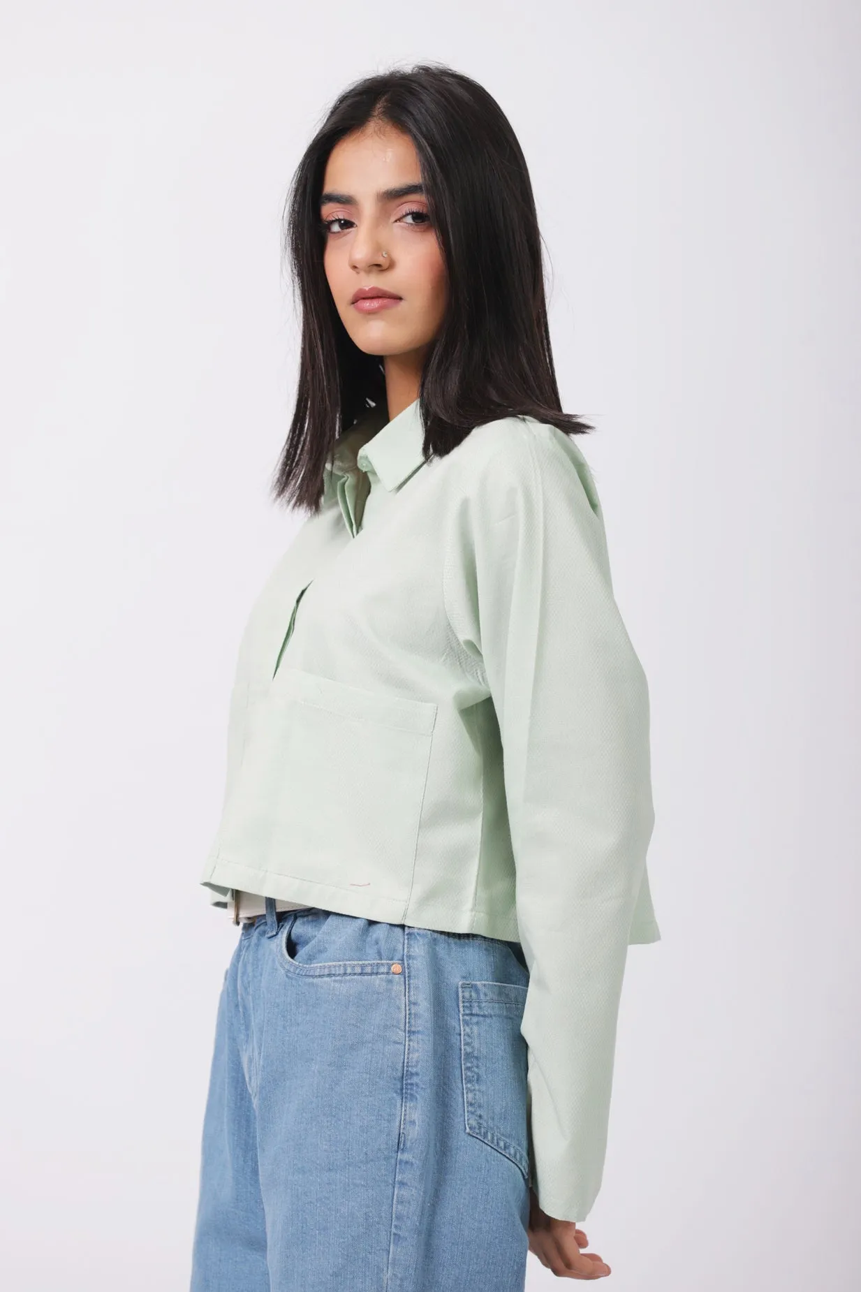 CROPPED COLLARED SHIRT