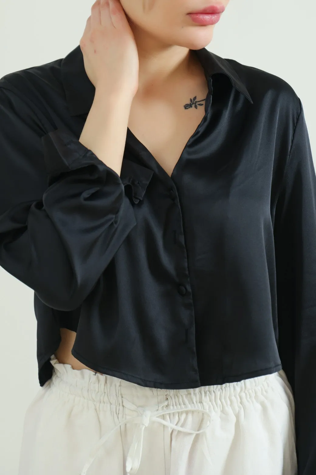 CROPPED SILK SHIRT