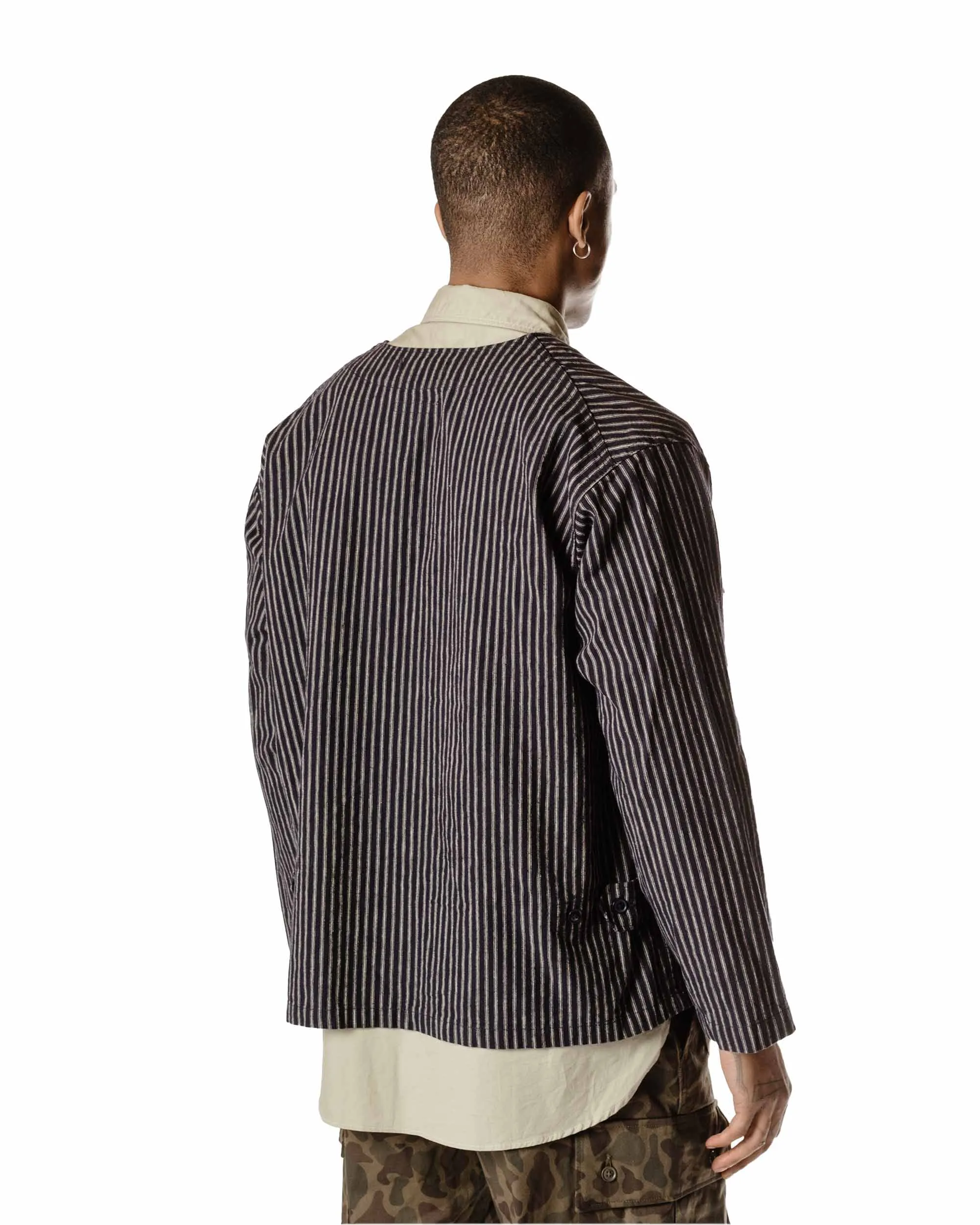 Engineered Garments Cardigan Jacket Navy/Grey LC Stripe