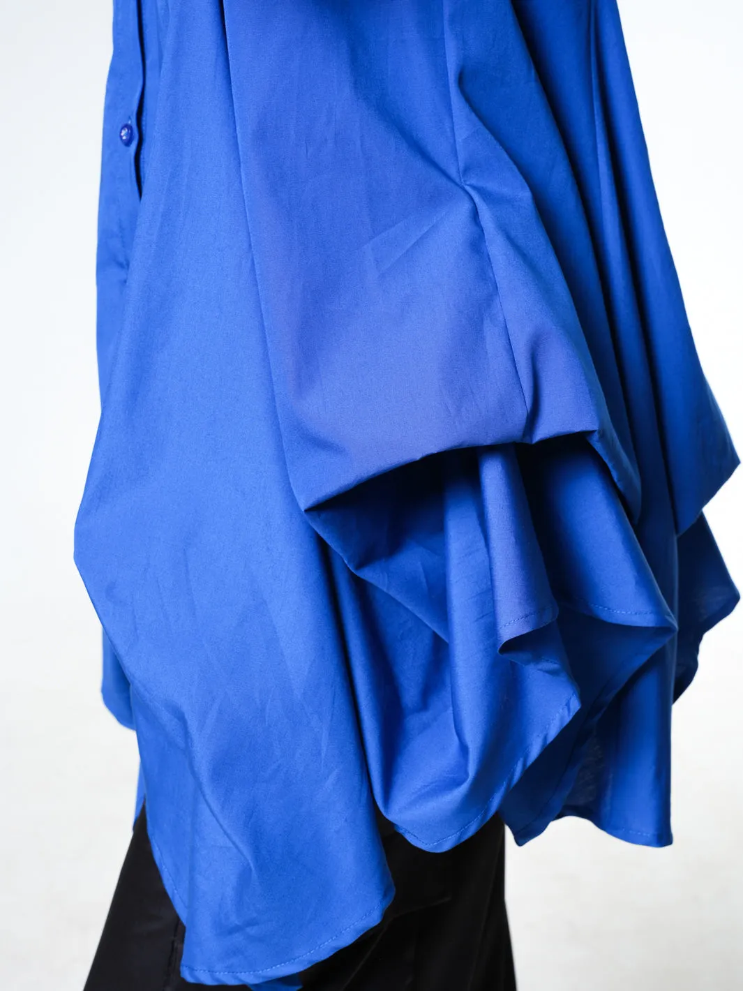 Extravagant Draped Tunic Shirt In Blue