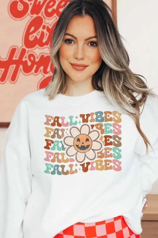 FALL VIBES FLOWER SWEATSHIRT PLUS SIZE