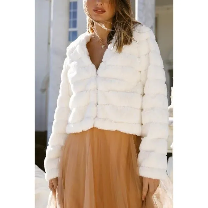 Stylish Faux Fur Cop Jacket - English