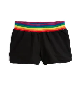 French Terry Track Shorts LC - Black with Rainbow Rib