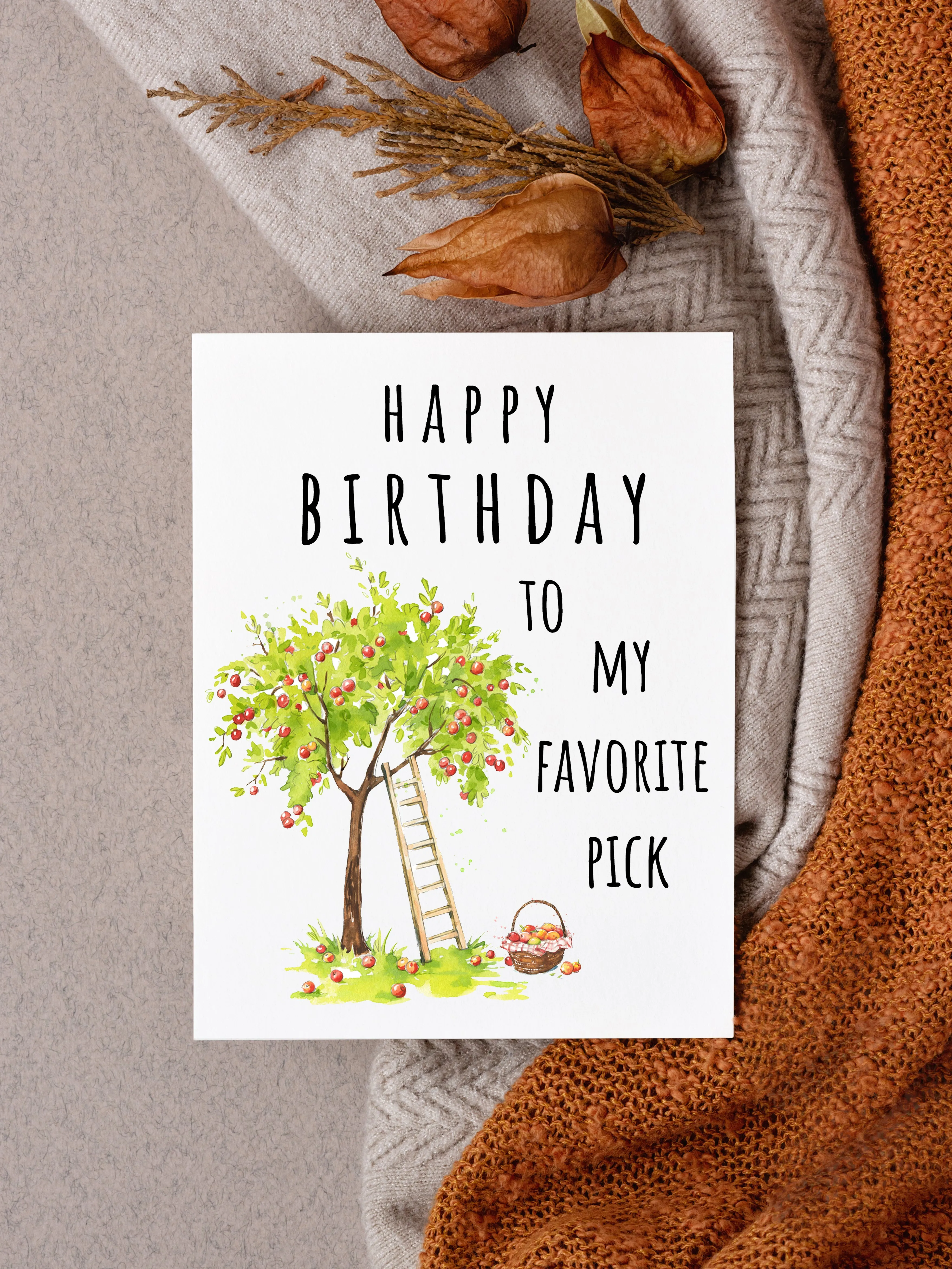 Happy Birthday Fall Apple Picking Card