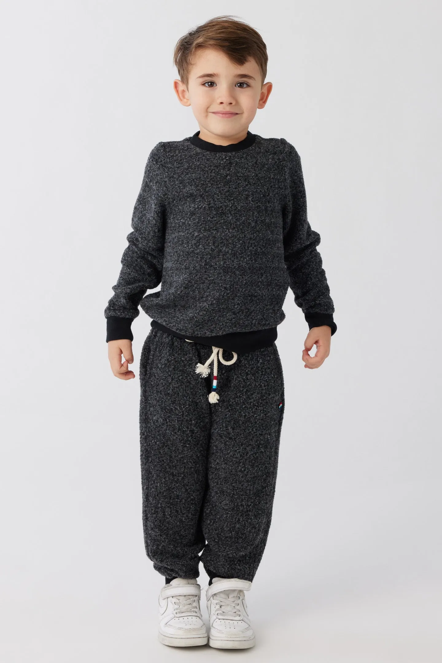 Kids Brushed Boucle Pullover - Black