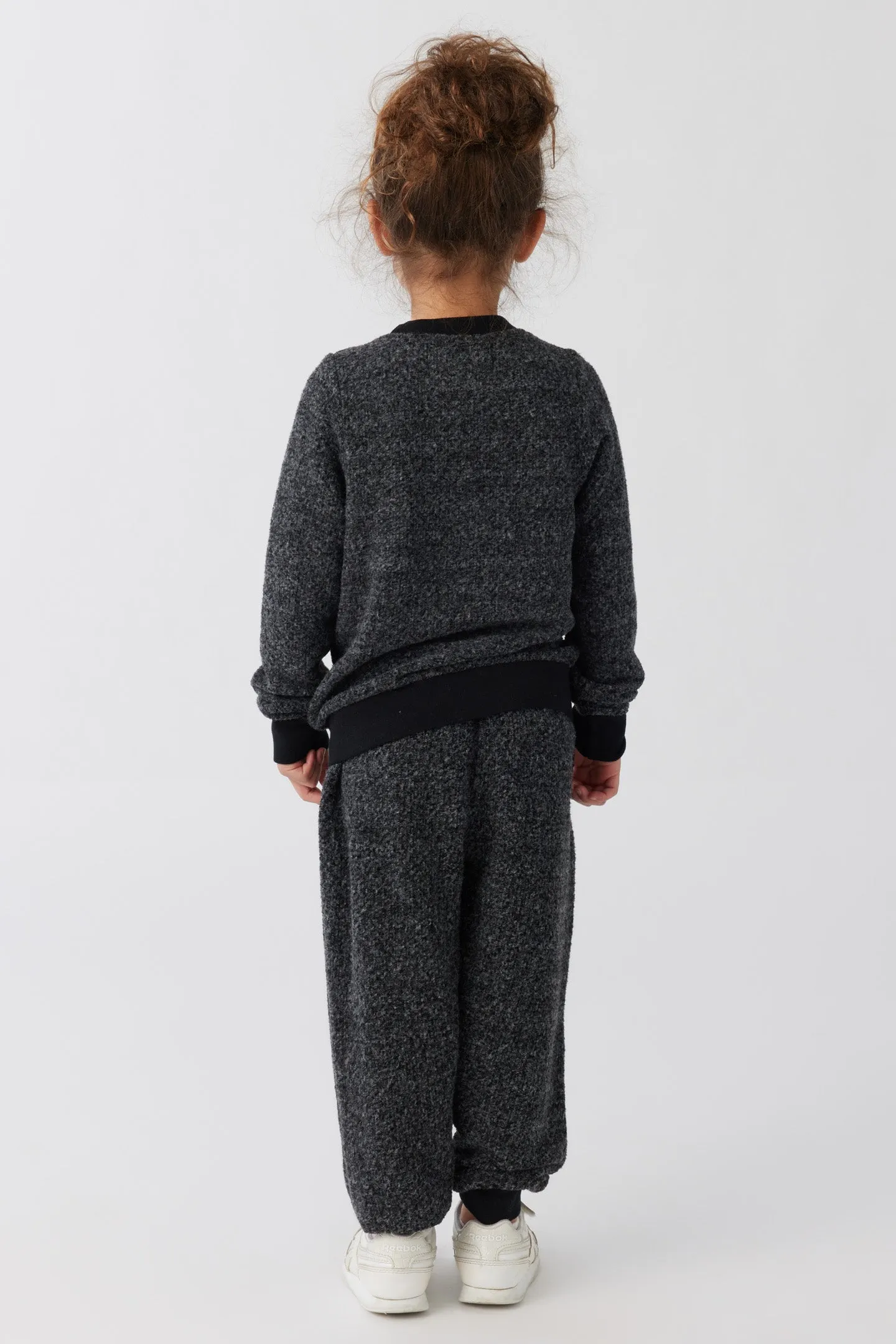 Kids Brushed Boucle Pullover - Black