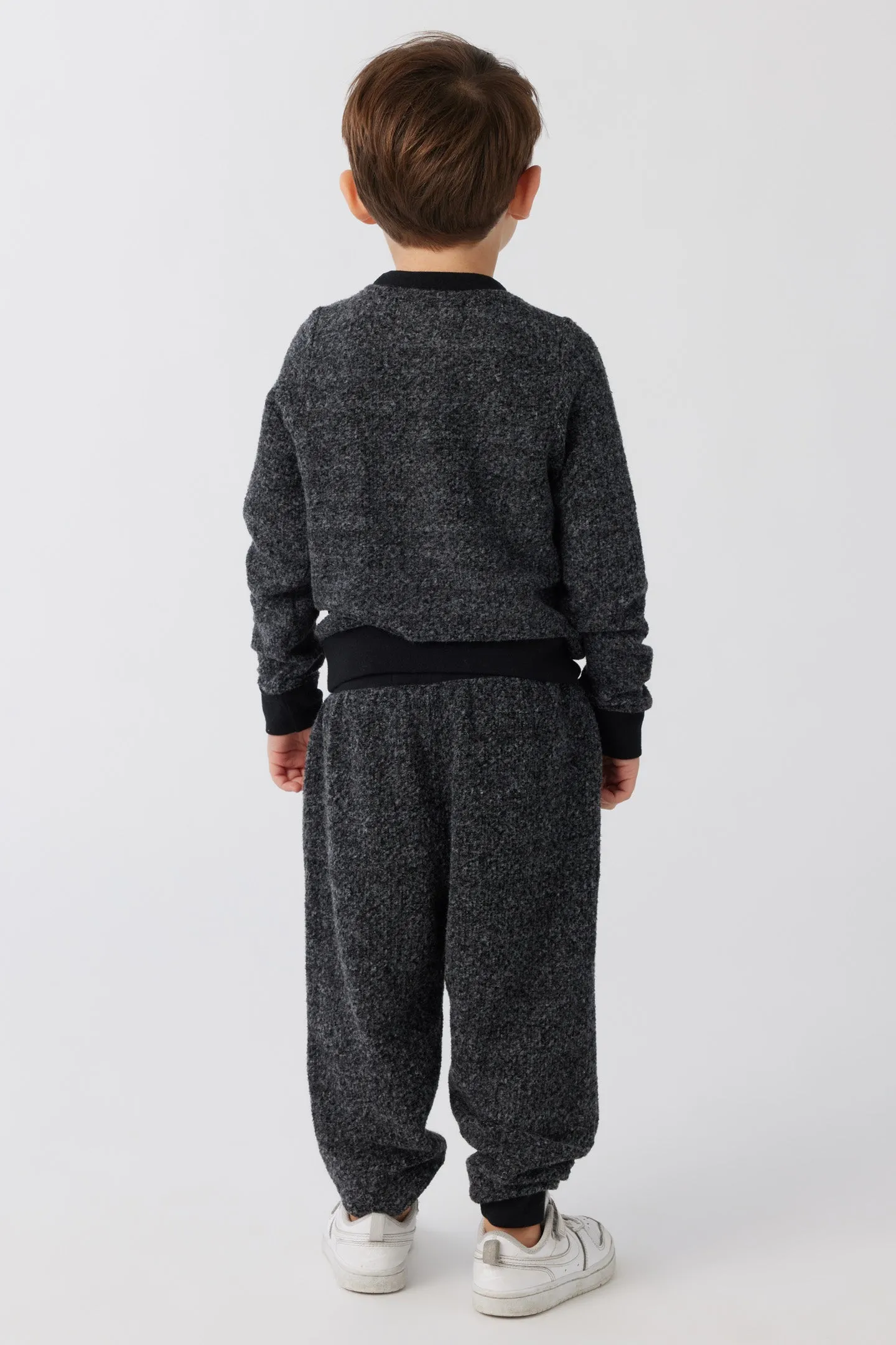 Kids Brushed Boucle Pullover - Black