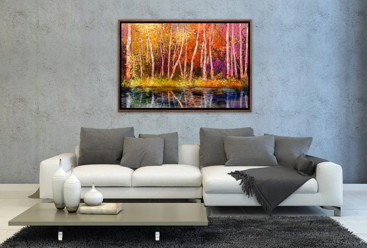 Lakeside Autumn Forest | Canvas Art Print