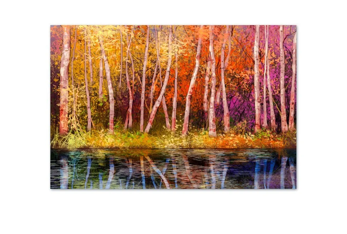 Lakeside Autumn Forest | Canvas Art Print