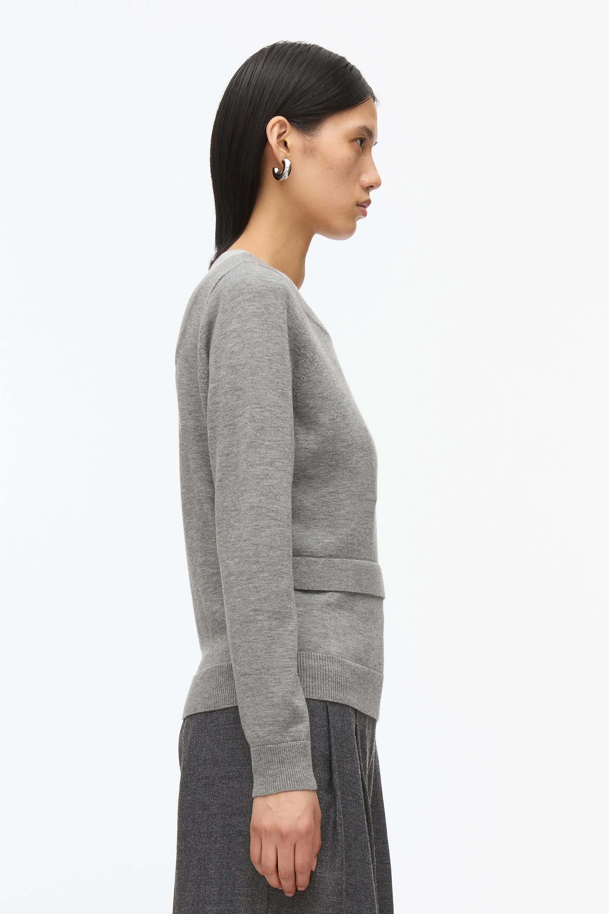 Layered Knit Pullover with Keyhole