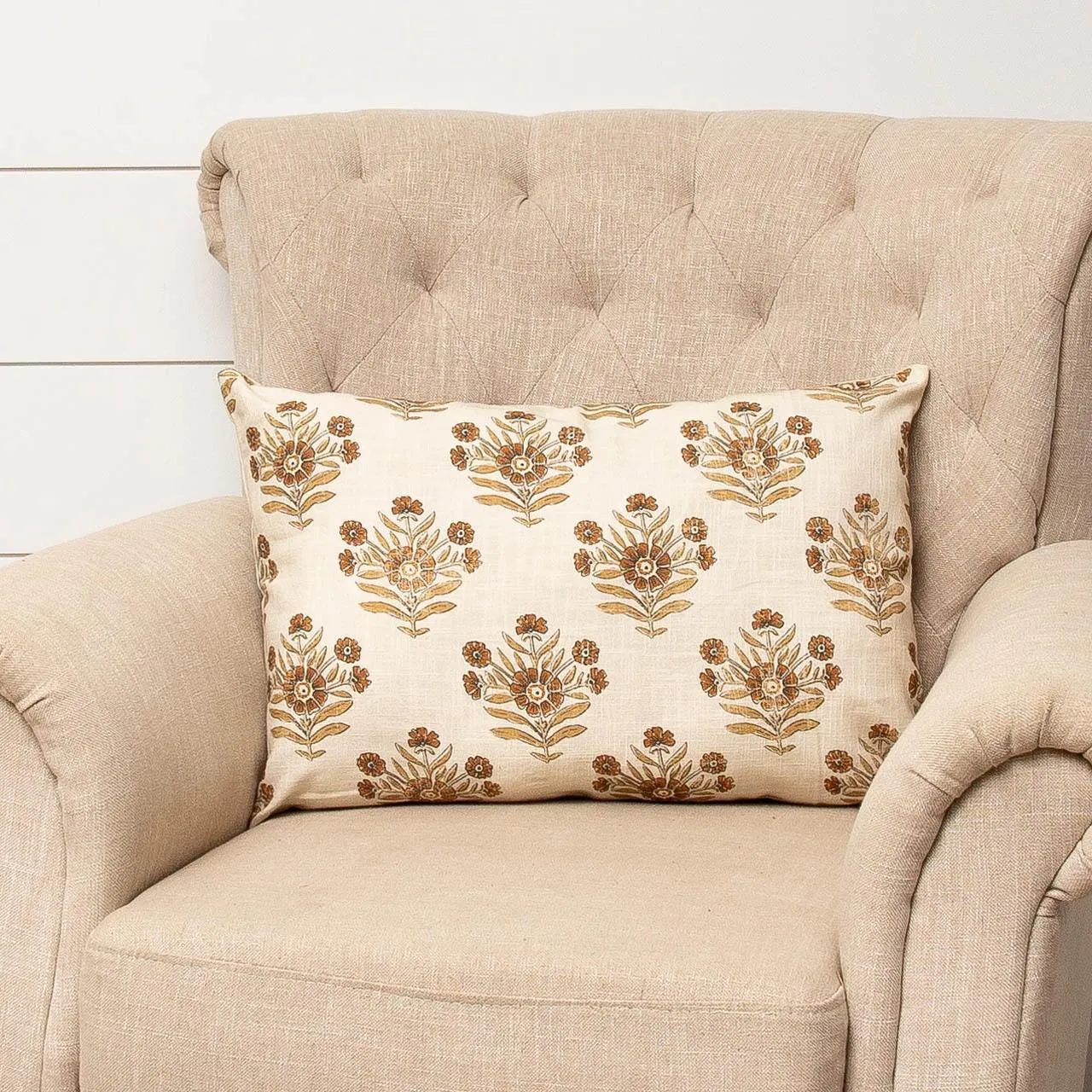 Lumbar Autumn Block Print Pillow