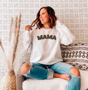 Mama Cheetah - White Pullover Sweatshirt