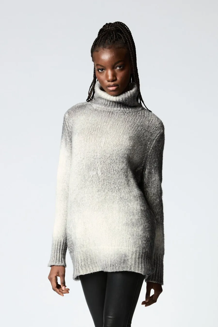 MARMO EFFECT HIGH NECK PULLOVER