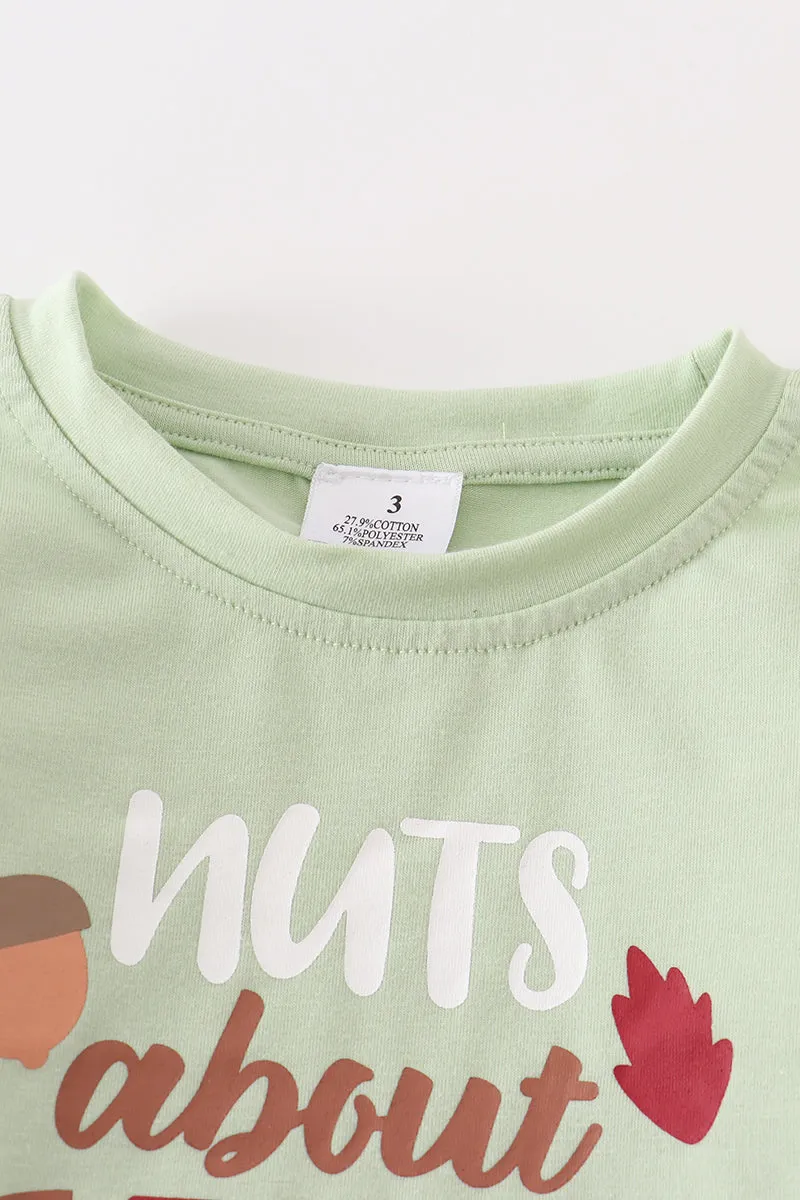 "nuts about fall" girl puff top