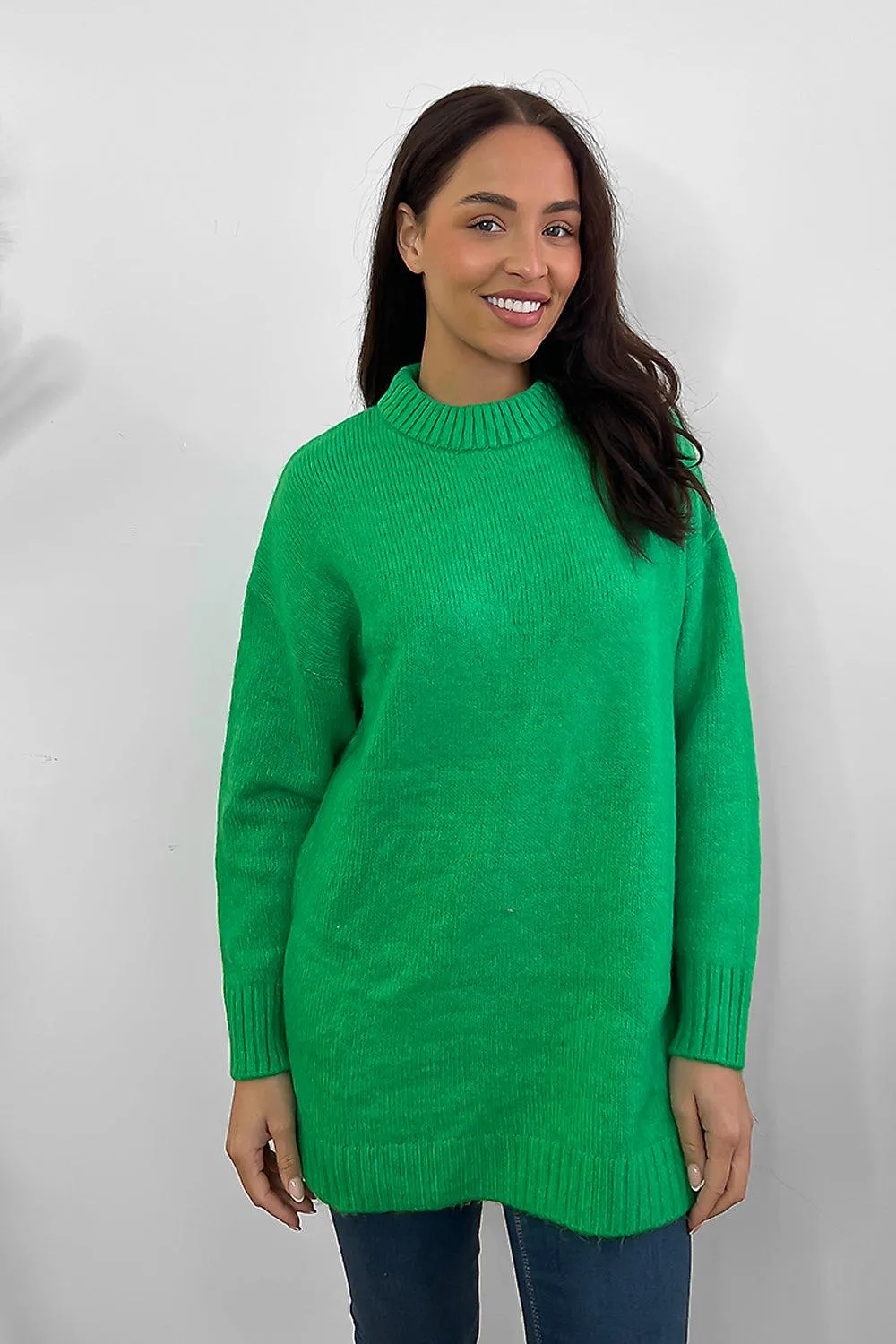 Soft Knit Ribbed Neckline Oversized Pullover