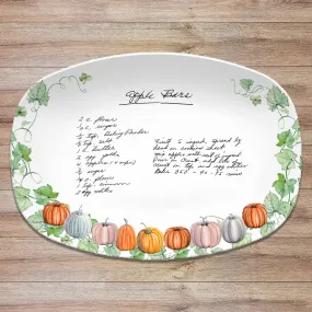 Thanksgiving Fall Pumpkin Handwritten Recipe Personalized Platter