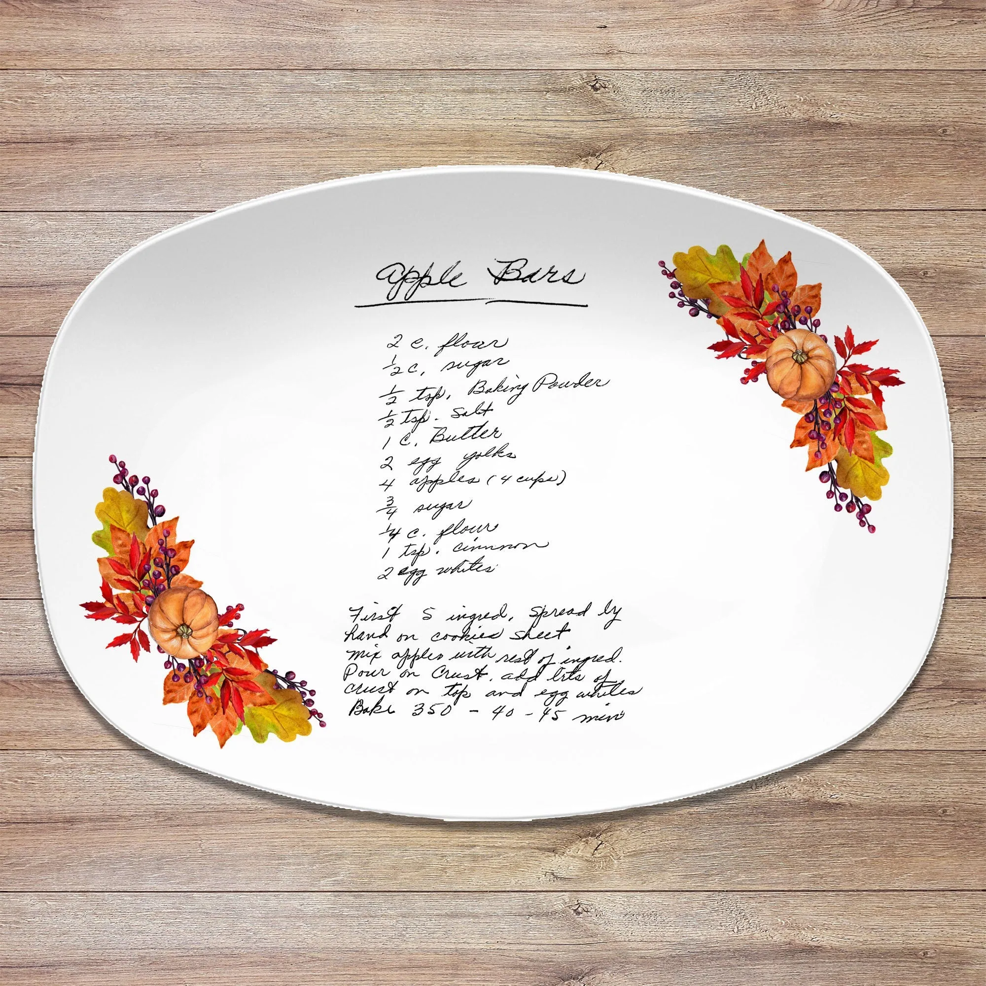 Thanksgiving Fall Pumpkin Handwritten Recipe Personalized Platter