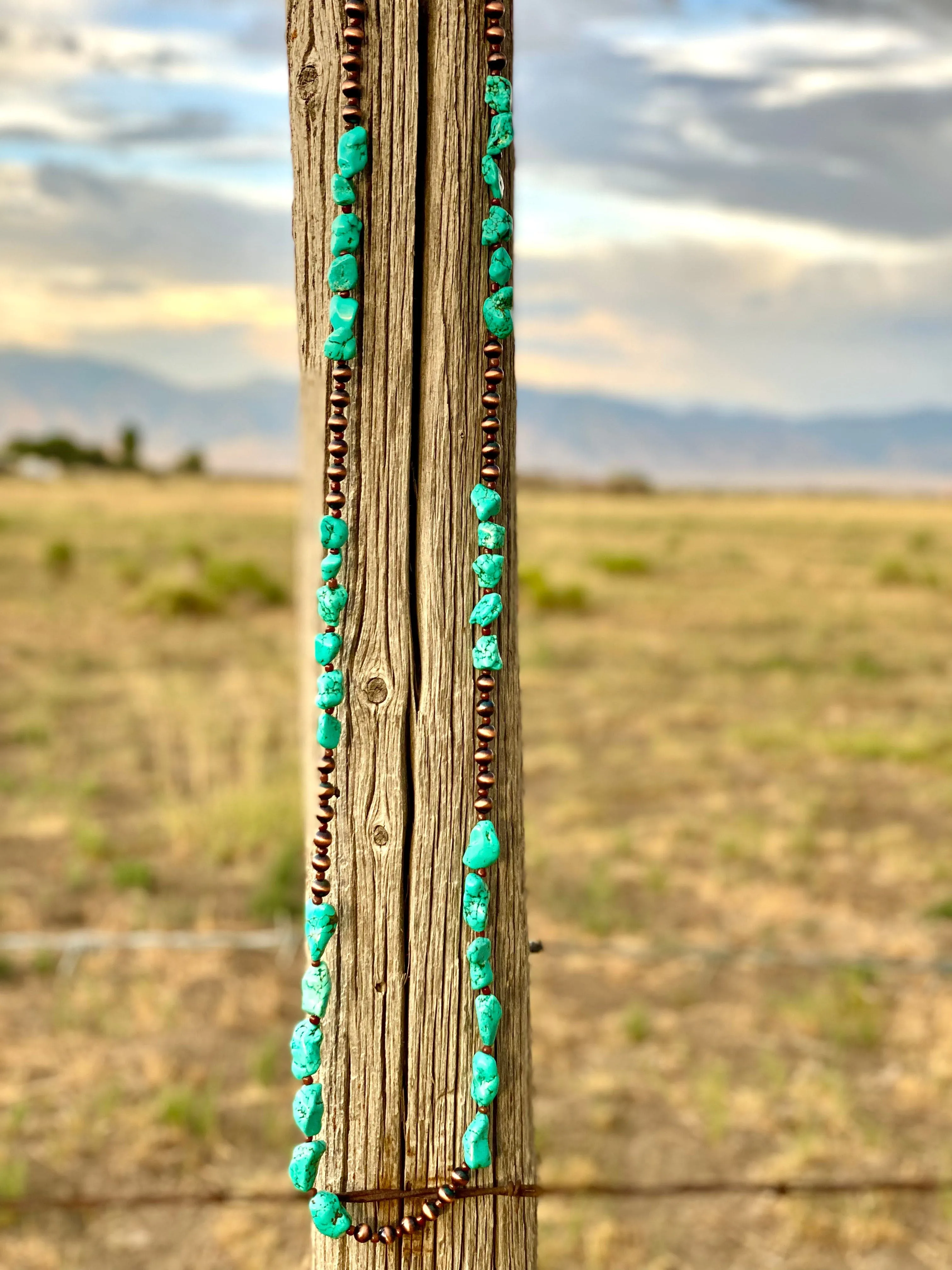 The Fall Copper Bead and Turquoise Chunk Necklace